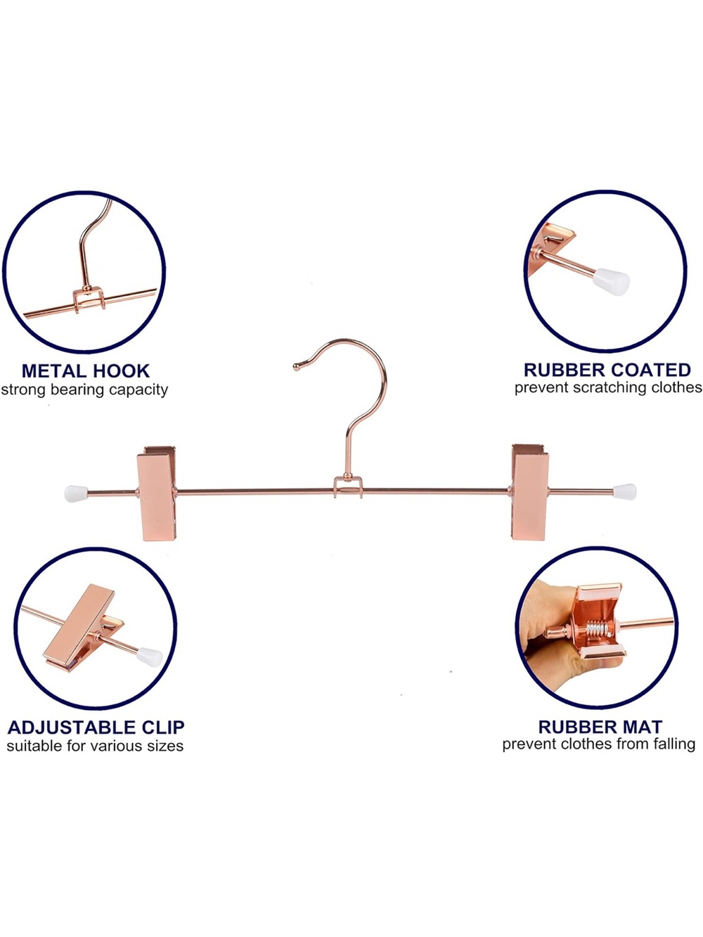 Rose Gold Metal Hanger with Clips - Picture 4 of 6